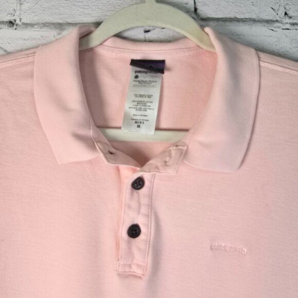 PATAGONIA MENS POLO SHIRT SHORT SLEEVE ORGANIC COTTON PINK SIZE MED - Picture 2 of 7